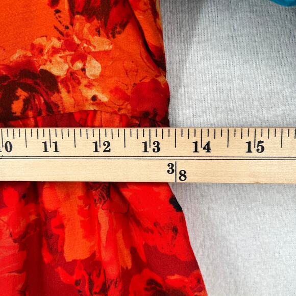 ALICE AND OLIVIA Rowen Tiered Babydoll Dress Womens XS Blue Red Floral Print - Picture 15 of 16